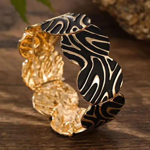 Bohemian Enamel Panel Stretch Statement Bracelet